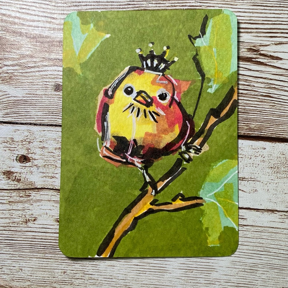 ACEO ORIGINAL ART TRADING CARDS 2.5 x 3.5” MINI ATCs 5PC ROYAL BIRDS COLLECTION - Picture 6 of 13